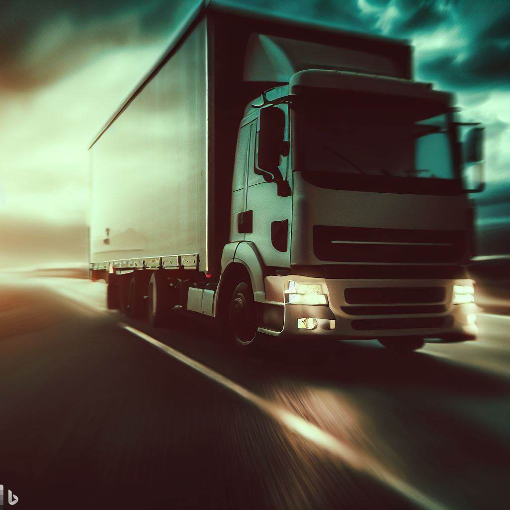 image generated by ai with prompt delivery truck on the road, cinematic, digital art